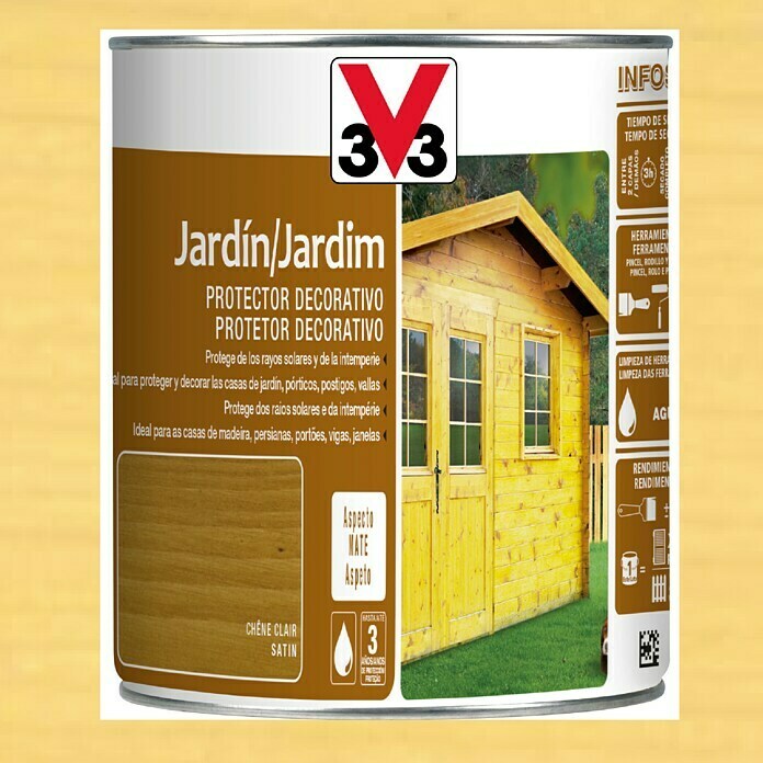 V33 Protección para madera decorativo Jardín (Natural, 750 ml, Mate)