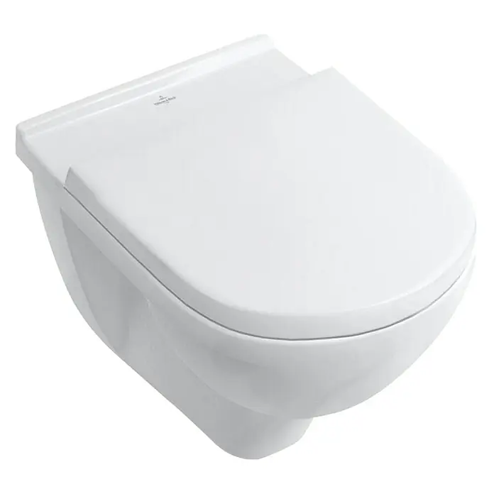 Villeroy & Boch O.novo Wand-WC Typ 2 - Spülrandlos, Mit schmutzabweisender Glasur, Spülform: Tief, WC Abgang: Waagerecht, Weiß - Wandhängendes Villeroy & Boch WC mit geschlossenem Design und elegantem, minimalistischem Aussehen für moderne Badezimmer.