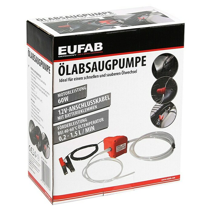Eufab Ölabsaugpumpe (L x B x H: 13 x 9 x 9 cm, 12 V)