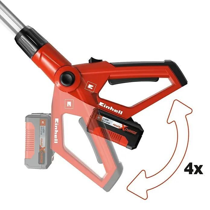 Einhell Power X-Change 18V Akku-Multifunktionswerkzeug GE-HC 18 Li T Kit - 18 V, Li-Ionen, 3 Ah, 1 Akku, Schnittlänge: 40 cm - Einhell Hochentaster mit Power X-Change Akku für flexible Gartenarbeit, Akku lässt sich 4-fach verstellen für optimale Handhabung.