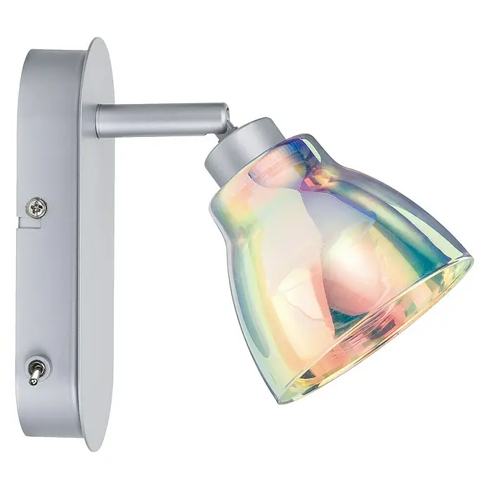 Paulmann DecoSystems Lampenschirm Wolbi - Durchmesser: 9 cm, Dichroic, Glas, Rund - Wandleuchte mit schimmerndem Glas und silbernem Finish, ideal für Akzentbeleuchtung im modernen Wohnraum.