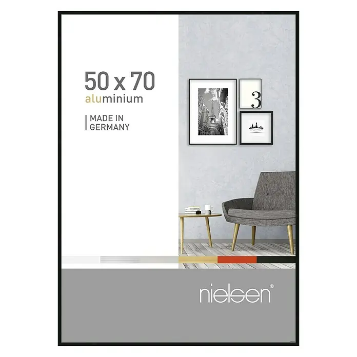 Nielsen Alurahmen Pixel - 50 x 70 cm, Schwarz - Nielsen Aluminium-Bilderrahmen 50x70 cm in Schwarz, ideal für Fotos und Kunstwerke, um Ihre Wände stilvoll zu gestalten.