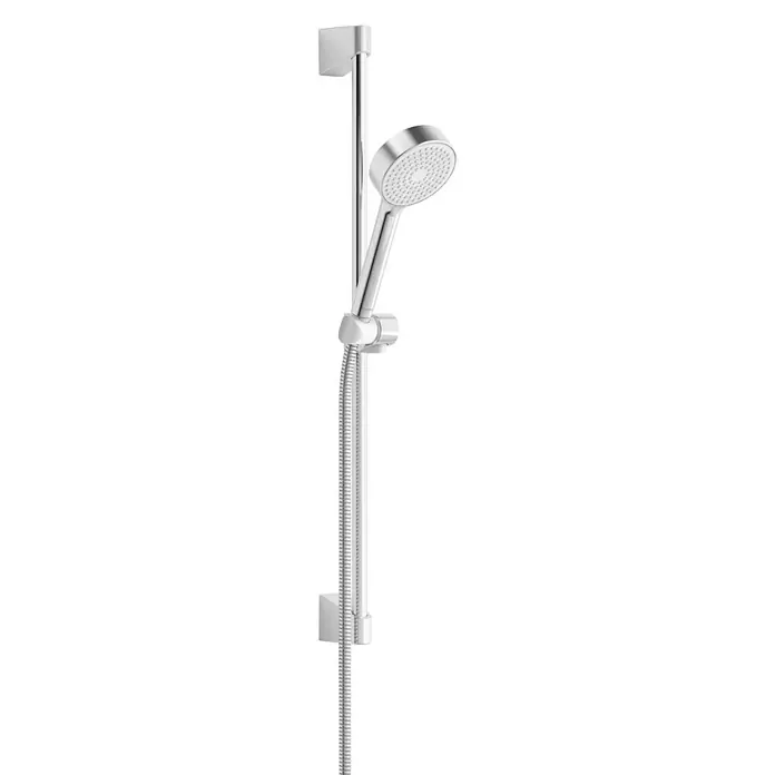 Hansa Basicjet Brausegarnitur - Art Strahl: Relaxing, Chrom - Eine moderne Handbrause mit Brausestange in glänzendem Chrom-Finish, die Funktionalität und modernes Design im Badezimmer vereint.