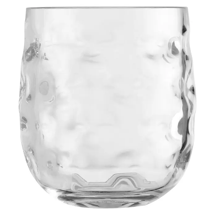 Marine Business Moon Vaso para beber agua Ice - 6 ud., Plástico, Transparente - Primer plano de un vaso vacío, transparente, de forma irregular con una base más gruesa.