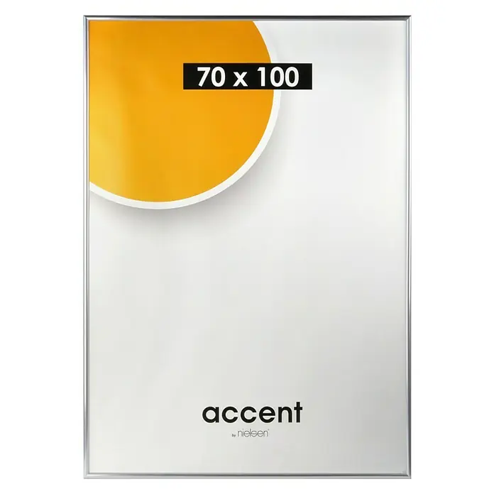 Kunststoffrahmen - 70 x 100 cm, Silber - Bilderrahmen Accent Nielsen 70x100 cm, ideal für Fotos und Kunstwerke. Das schlichte Design passt perfekt in jedes Interieur und setzt Akzente.