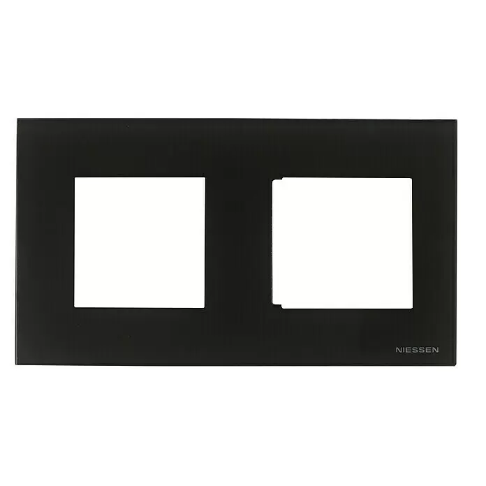 Niessen Zenit Marco - Cristal negro, Modelo de mecanismos: x 2, Plástico - Marco doble negro con dos aberturas cuadradas, con logo NIESSEN.