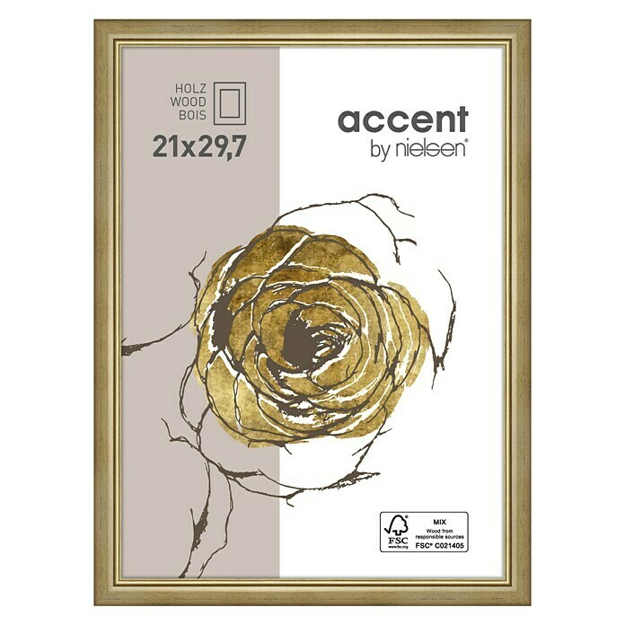 Nielsen Bilderrahmen Ascot (Gold, 21 x 29,7 cm / DIN A4, Holz)