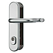 Abus Schutzbeschlag HLZS814 (Hauseingangstür, Aluminium, Türstärke: 52 - 72 mm, Drücker beidseitig, Form Schild: Abgerundet)