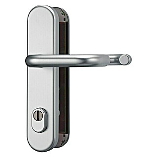 Abus Schutzbeschlag HLZS814 (Hauseingangstür, Aluminium, Türstärke: 52 mm - 72 mm, Drücker beidseitig, Form Schild: Abgerundet)