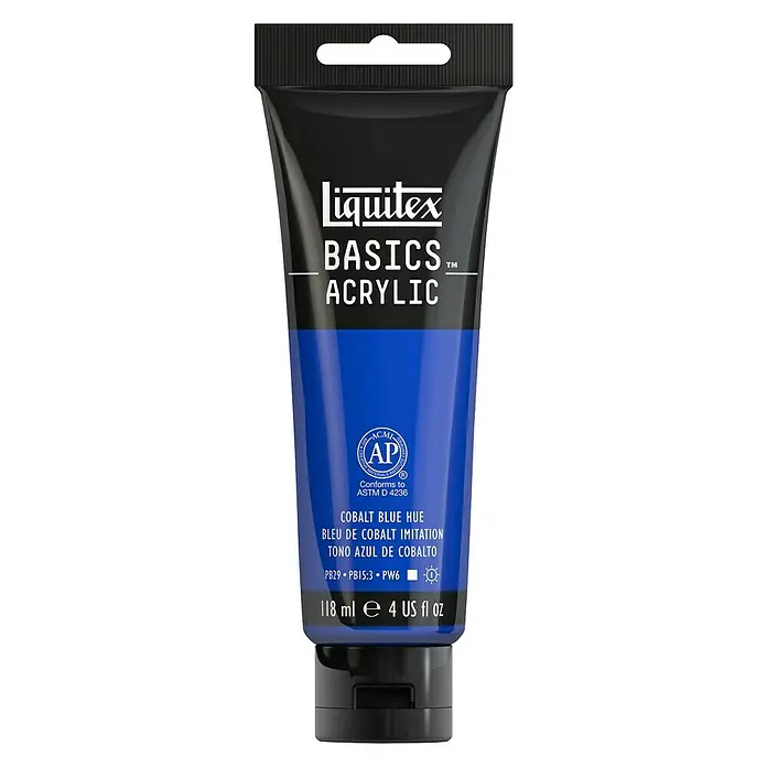 Liquitex Basics Acrylfarbe - Kobaltblau, 118 ml - Eine Tube Liquitex BASICS Acrylfarbe in Kobaltblau, ideal für Künstler und Hobbybastler.