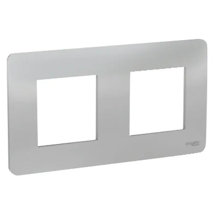 Schneider Electric New Unica Marco Studio - Aluminio, Modelo de mecanismos: x 2, Plástico, Instalar - Marco metálico doble de Schneider Electric, ideal para integrar interruptores y enchufes con estilo.