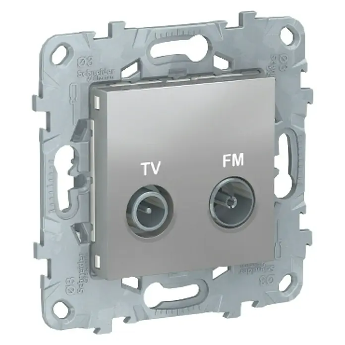 Schneider Electric New Unica Toma TV final - Aluminio, Empotrar - Toma de antena de TV y radio FM de Schneider Electric. Perfecto para recibir señales de TV y radio en casa.