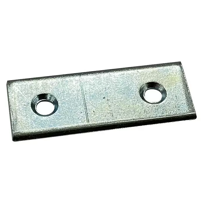 Vormann Chapa de unión - L x An: 40 x 15 mm, Acero, 4 agujeros - Placa metálica rectangular plateada con dos orificios para fijación.