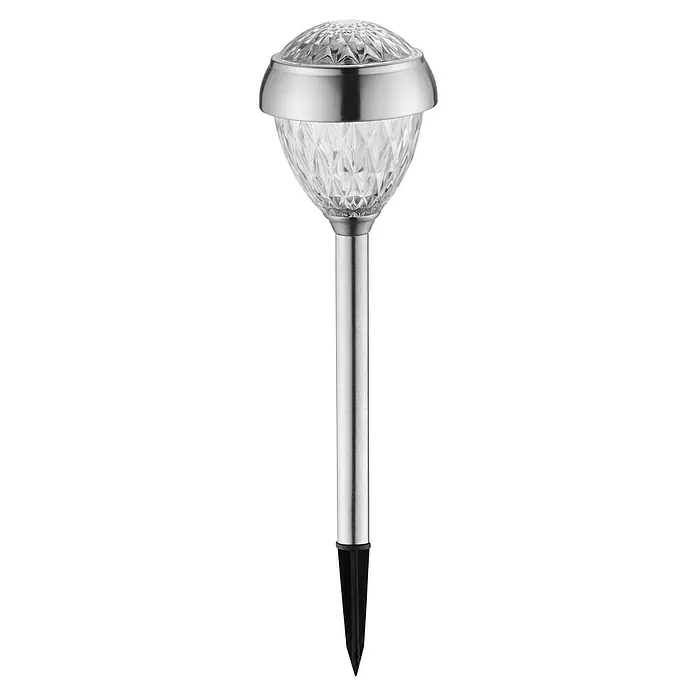 BAUHAUS Solar-Erdspieß LED - Silber, 6 lm - Gartenleuchte mit Edelstahloptik und klarem Kunststoffschirm. Für stimmungsvolle Beleuchtung im Außenbereich.
