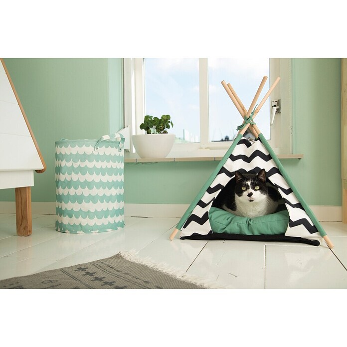 Karlie Kattentent (50 x 30 x 80 cm, Polyester, Groen/zwart/wit)