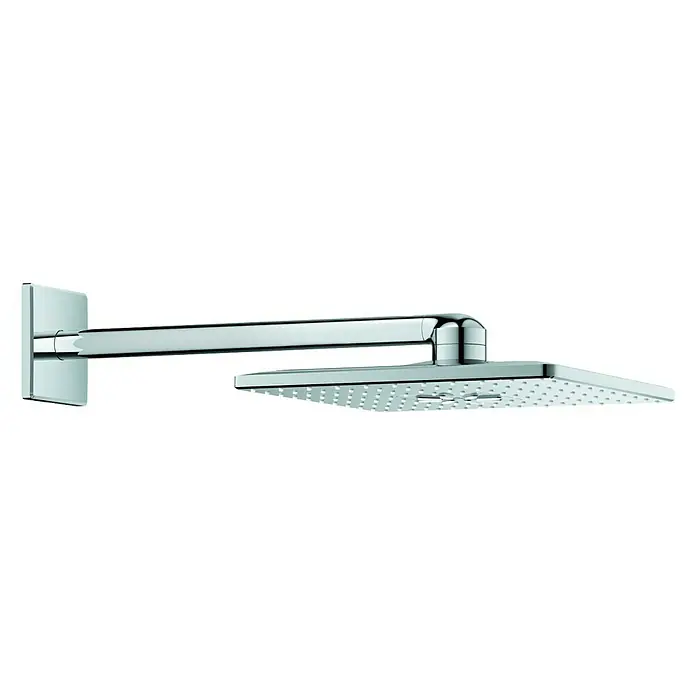 Grohe Rainshower SmartActive Kopfbrausen-Set 310 Cube31 x 31 cm, 25 l/min, Wandmontage, Chrom - Quadratischer Duschkopf aus Chrom mit Wandarm, ideal für ein modernes Badezimmer.