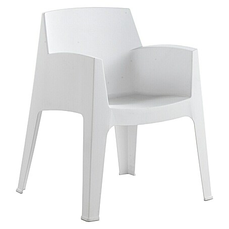 Silla de jardín Master (L x An x Al: 67 x 60 x 82 cm, Blanco, Polipropileno, Apilable)
