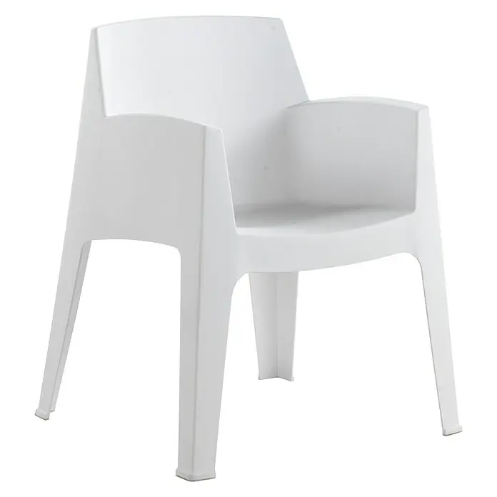 Conjunto de muebles Alaska - 3 pzs., Polipropileno, Blanco - Sillón de plástico blanco para uso interior y exterior. El diseño moderno combina bien con varios estilos de decoración.