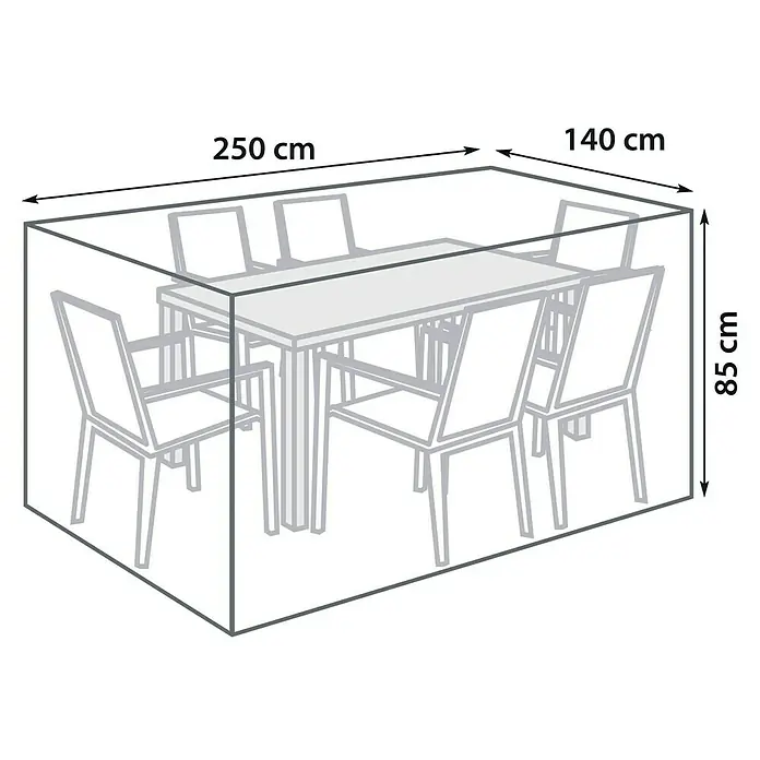 Sunfun Sitzgruppen-Schutzhülle M - L x B x H: 250 x 140 x 85 cm, Polyester, 160 g/m², Schwarz/Anthrazit - Abdeckung für Gartentischgruppe mit den Maßen 250 x 140 x 85 cm zum Schutz vor Witterungseinflüssen und Schmutz.