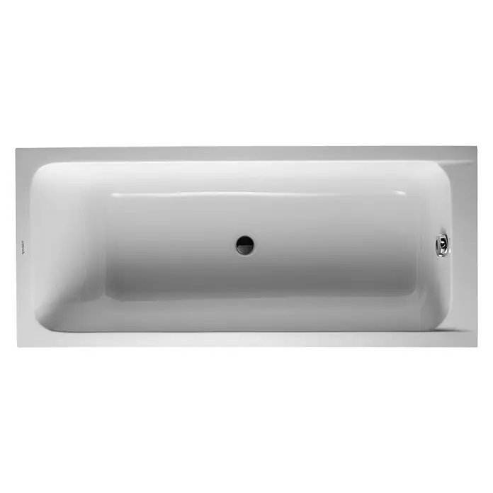 Duravit D-Code Badewanne - 170 x 75 cm, Sanitäracryl, Weiß - Rechteckige Duravit-Badewanne in Weiß, Draufsicht. Elegantes Baddesign mit zentralem Abfluss und Chromarmatur für stilvolles Badeerlebnis.