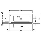 Duravit D-Code Badewanne (170 x 70 cm, Ablauf: Mittig, Sanitäracryl, Weiß)