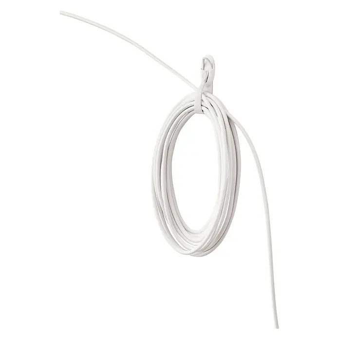 3M Command Colgador adhesivo 17304 - Plástico, Blanco - Cable blanco enrollado con brida. El cable es para electrónica y tiene una práctica brida para el almacenamiento y la organización.