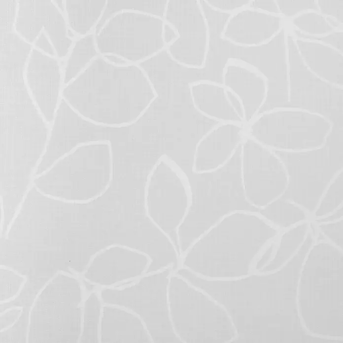 Estor enrollable Mykonos - An x Al: 165 x 190 cm, Blanco, Plantas y flores - Tela blanca delicada con sutiles diseños florales. Ideal para cortinas ligeras o textiles decorativos en la sala de estar.