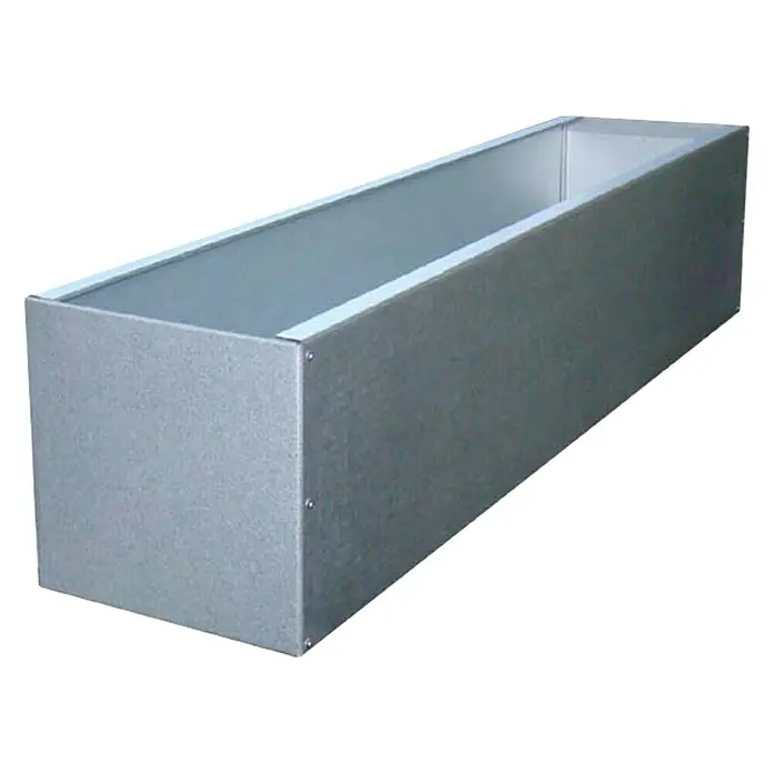 WMT Pflanzkasten - L x B x H: 100 x 20 x 20 cm, Silber, Geeignet für: Stabgitterzäune, Stahl - Rechteckiger, grauer Pflanzkasten aus Metall, ideal für Pflanzenarrangements im Innen- und Außenbereich. Robuste Bauweise für langanhaltende Nutzung.