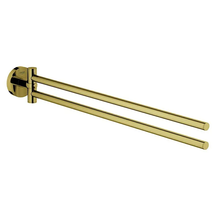 Grohe Essentials Handtuchhalter - 2-armig, Cool Sunrise, Glänzend - Goldfarbener, doppelarmiger Handtuchhalter zur stilvollen Badgestaltung und optimalen Nutzung des Raumes.