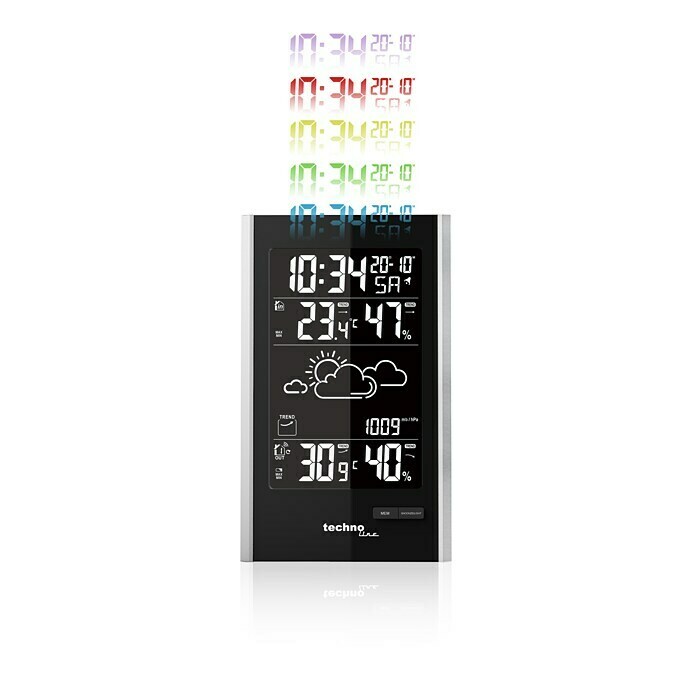 Technoline Wetterstation WS9060 (Anzeige: LED, Netzbetrieben, Schwarz, 4,7 m x 11,3 cm x 18,6 mm)