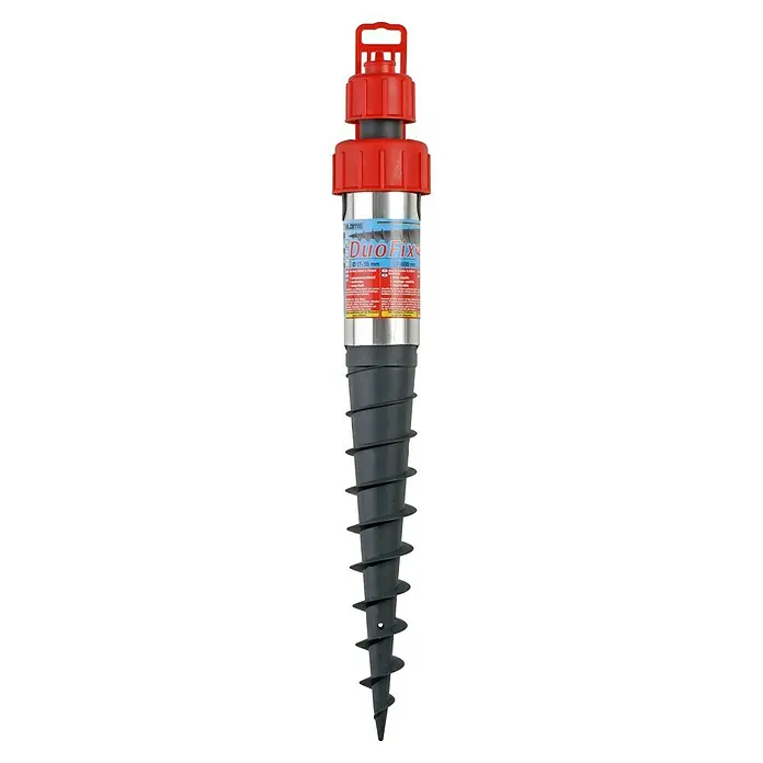 Blome Bodenhülsen-Set DuoFix - Höhe: 60 cm, Geeignet für: Standrohre 17 - 55 mm - DuoFix Erdanker für sicheren Halt im Boden, ideal für Camping, Garten und Freizeit. Robuste Konstruktion mit spiralförmigem Design für festen Griff.