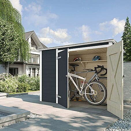 Weka Gerätehaus (Außenbreite inkl. Dachüberstand: 213 cm, Außentiefe inkl. Dachüberstand: 100 cm, Holz, Anthrazit, Weiß)