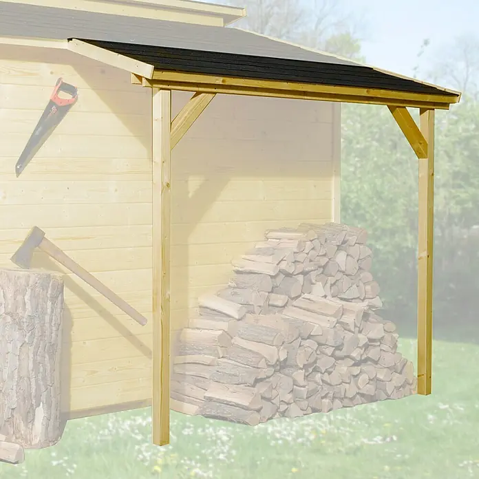 Weka Seitendach - Geeignet für: Weka Gartenhäuser, 2 x 0,8 m, Lasiert - Abdeckung für Brennholzstapel mit robustem Holzrahmen und wetterfestem Dach zum Schutz vor den Elementen.