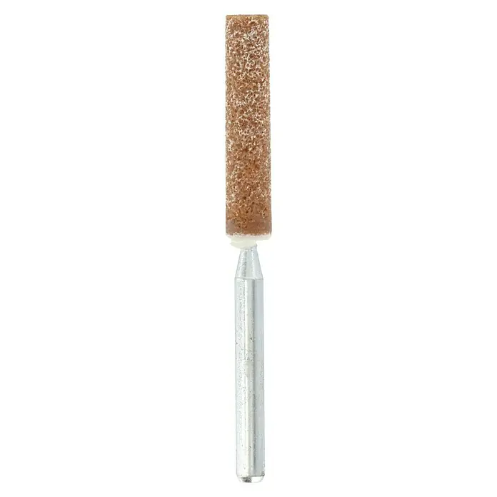 Dremel Schleifstein 454 - Arbeitsdurchmesser: 4,8 mm, 3 Stk. - Produktbild einer zylindrischen Schleifscheibe mit Metallschaft, ideal für Präzisionsarbeiten und feine Oberflächenbearbeitung.