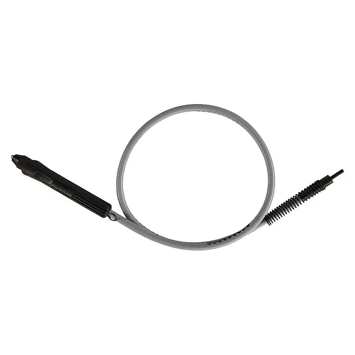 Wolfcraft Biegsame Welle - 130 cm, Spannbereich: 0,5 mm - 6 mm - Flexibler Bohrmaschinenaufsatz mit grauer Ummantelung und schwarzen Endstücken für präzise Arbeiten.