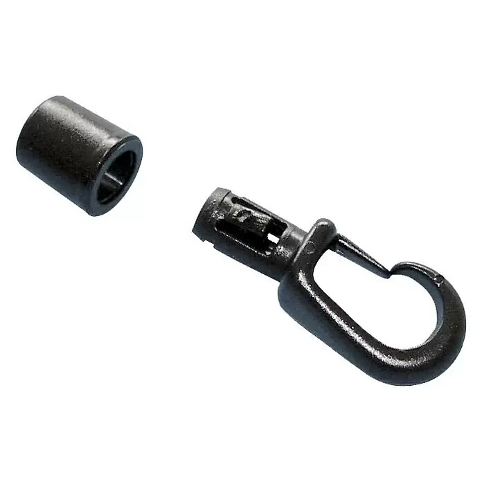 Navyline Plastikhaken - Geeignet für: Leinendurchmesser 5 - 6 mm, Kunststoff - Schwarzer Kunststoff-Karabinerhaken mit passender Endkappe.