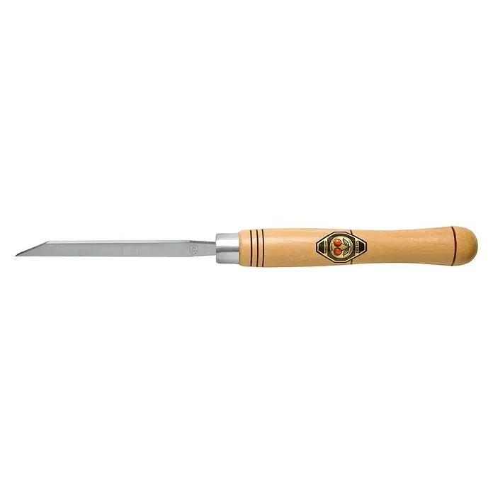 Kirschen Drechslerbeitel - Form Schneide: Schräg, Klingenbreite: 4 mm - Stecheisen mit Holzgriff und scharfer Stahlklinge. Ideal für präzise Holzarbeiten und detailreiche Schnitzereien.