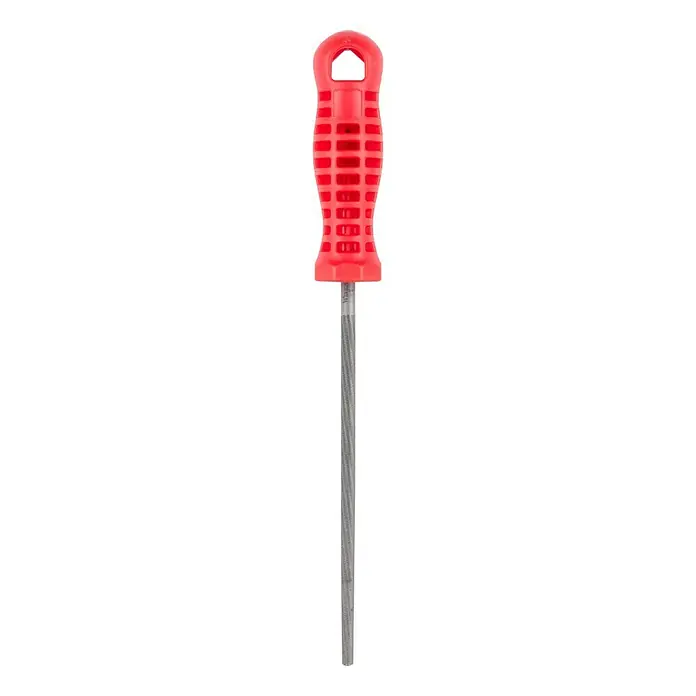 Wisent Rundfeile - Hieb: 2/Mittel, Länge Feilenblatt: 150 mm - Runde Metallfeile mit rotem Griff. Zum Entgraten, Anpassen und Feilen von Werkstoffen wie Metall, Kunststoff oder Holz geeignet.