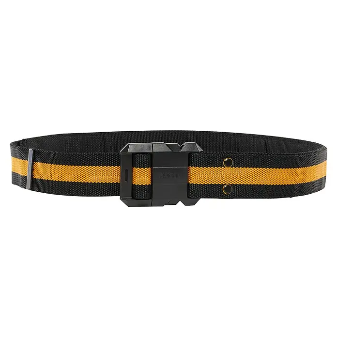 ToughBuilt ClipTech Cinturón portaherramientas TB-CT-42 - Ajustable, 81 cm - 122 cm - Cinturón negro con raya amarilla y hebilla negra. A la moda y práctico, perfecto para el uso diario.
