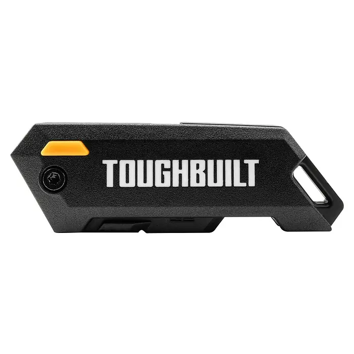 ToughBuilt Cuchillo de trabajo TB-H4-12-C - Aluminio, L x An x Al: 25,4 x 700 x 205 mm - Primer plano de la herramienta ToughBuilt con detalles amarillos y la leyenda "TOUGHBUILT", duradera y confiable.