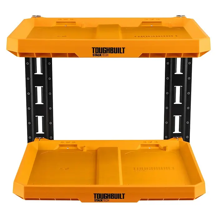 ToughBuilt StackTech Systemregal mit 2 Böden - L x B x H: 53 x 42 x 52 cm, Kunststoff, Traglast pro Boden: 22,5 kg - ToughBuilt StackTech Aufbewahrungsregal, robuste Konstruktion für Werkstatt und Baustelle zur einfachen Lagerung und Organisation von Werkzeugen.