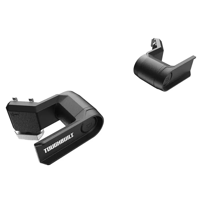ToughBuilt StackTech Soporte para cable TB-B1-A-31 - Plástico, 2 ud. - Primer plano de dos productos ToughBuilt ideales para cualquier caja de herramientas. Son robustos, resistentes y fiables.
