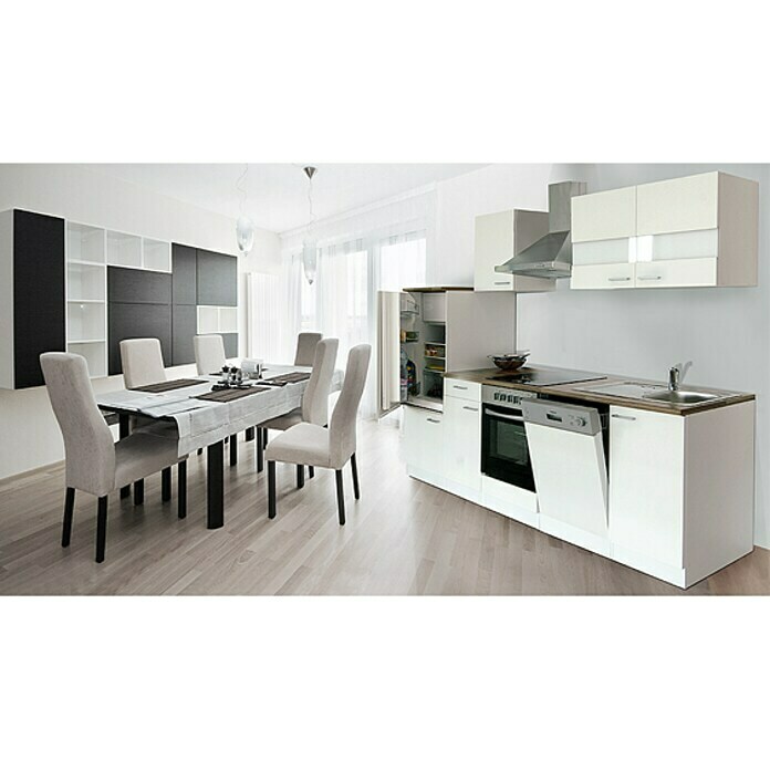 Respekta Composición de cocina (Ancho: 280 cm, Con dispositivos eléctricos, Blanco)
