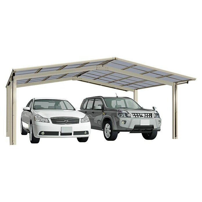 Ximax Carport LINEA M 60 (4,9 x 5,4 m, Einfahrtshöhe: 2,2 m, Edelstahloptik, Schneelast: 75 kg/m²)
