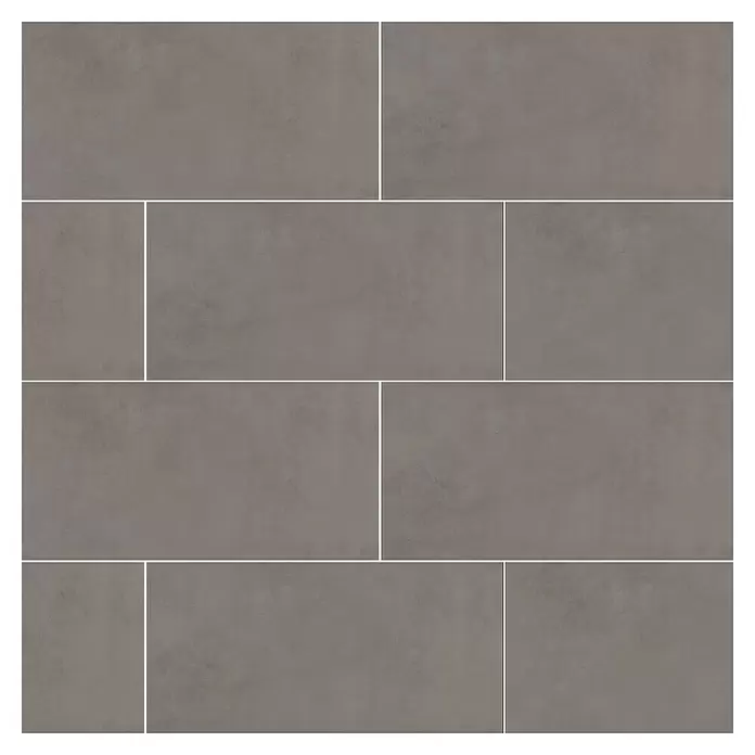 Terrassenfliese Modena - 60 x 120 x 2 cm, Ash/Graubraun, Matt - Rechteckige, graubraune Fliesen in Betonoptik, versetzt angeordnet.