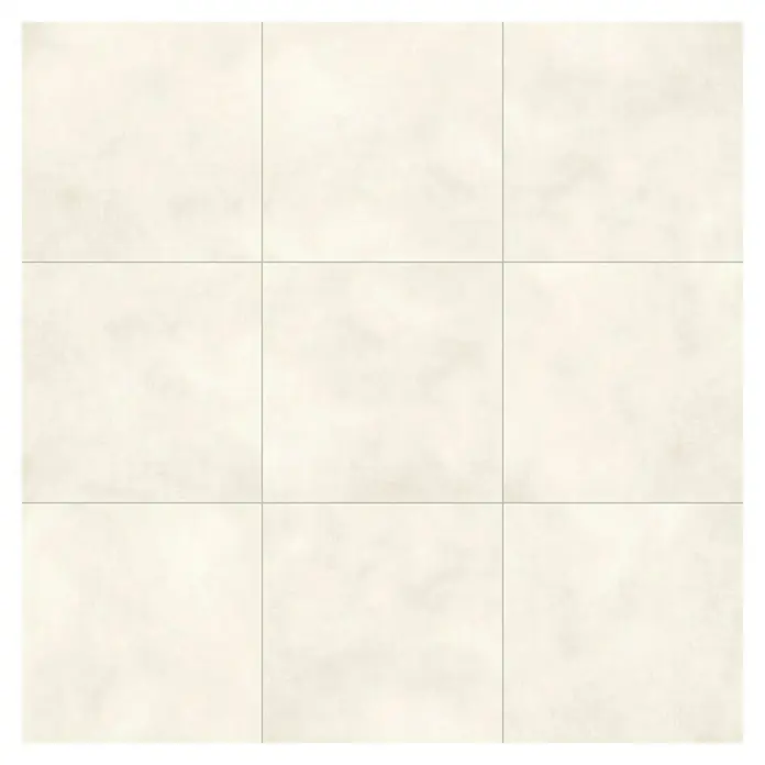 Feinsteinzeugfliese Dimension - 79,7 x 79,7 cm, Beige, Matt - Ein Quadrat aus beigen Bodenfliesen mit dezentem Muster, angeordnet in einem 3x3-Raster mit grauen Fugenlinien.