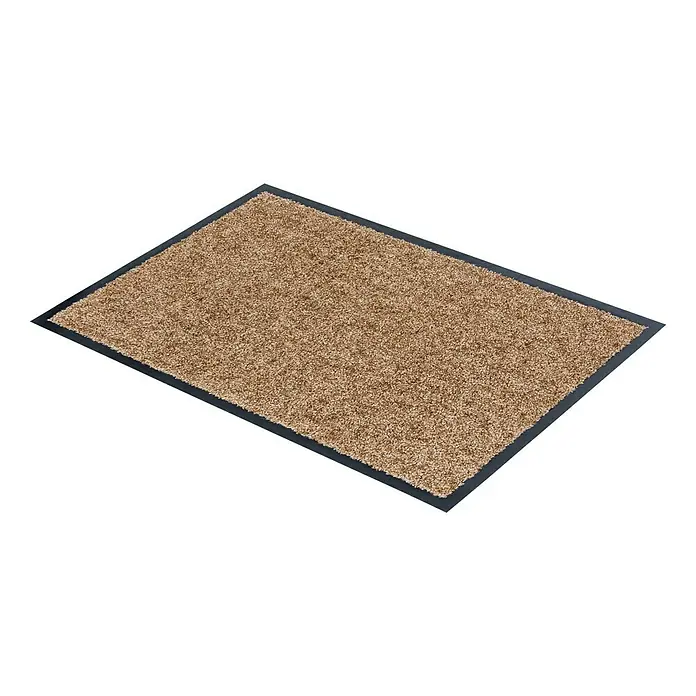 Astra Schmutzfangmatte Diamant - Sand, 60 x 80 cm, Material Nutzschicht: 100 % Polyamid - Eine rechteckige Fußmatte mit braunem Teppich und schwarzem Rand, die den Eingangsbereich sauber und einladend hält.