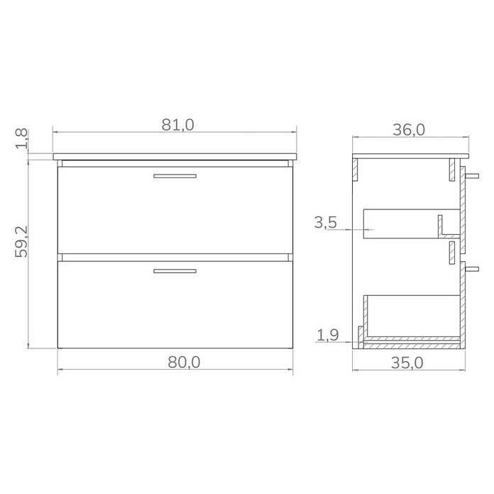 Artysan Conjunto de mueble de baño Palma 2C (Ancho: 80 cm, Verde olivo, 2 pzs.) | BAUHAUS