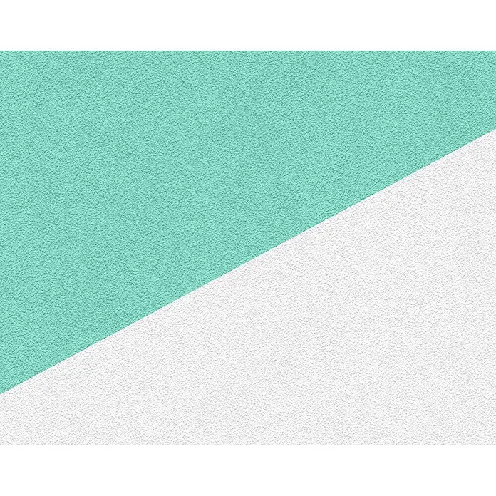 Atlantis Design Vliestapete Sprenkelputz - Weiß, Uni, 10,05 x 0,53 m - Zweifarbiger Hintergrund mit mintgrüner und weißer texturierter Oberfläche.