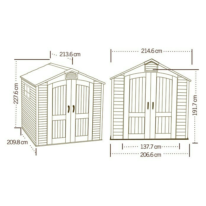 Lifetime Gerätehaus FoxAußenbreite inkl. Dachüberstand: 215 cm, Außentiefe inkl. Dachüberstand: 210 cm, Stahl, Lichtgrau/Anthrazit Unknown